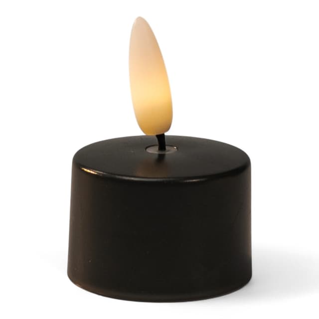 LED-värmeljus Off-Black No.57 – svart med realistisk flameffekt – varmvit ljus – upp till 400 timmars brinntid