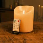 Uppladdningsbart LED-vaxljus Ø12,5 × H15 cm i varmt vitt med fjärrkontroll – DORSETTO