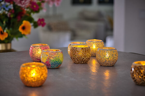 Waxinelichthouder 9 CM Dorsetto mozaïek multicolor