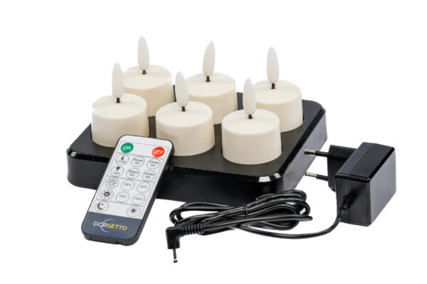 marmer oplaadbare LED waxine kaarsjes 105 uur -waterdicht- met Afstandsbediening – 6 Stuks – timerfunctie