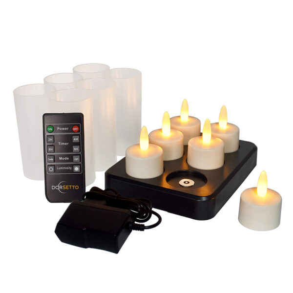 Home 5 LED waxine lichtjes oplaadbaar met afstandsbediening waterdicht brandtijd 105 uur