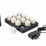 LED-Waxine/theelichtjes oplaadbaar waterdicht DORSETTO (12 stuks) met afstandsbediening