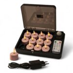 Rosa uppladdningsbara värmeljus från DORSETTO med realistisk 3D-flamma och brinntid upp till 400 timmar per ljus. Set med 12, magnetisk laddbox och fjärrkontroll för säker och stämningsfull belysning utan eld.